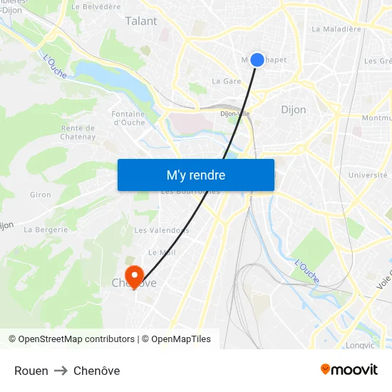 Rouen to Chenôve map