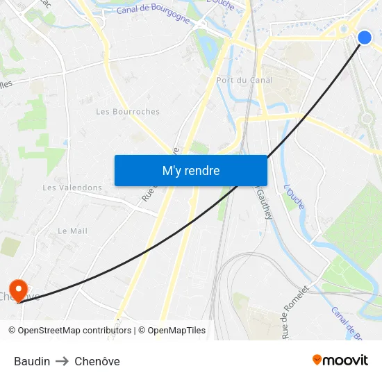 Baudin to Chenôve map