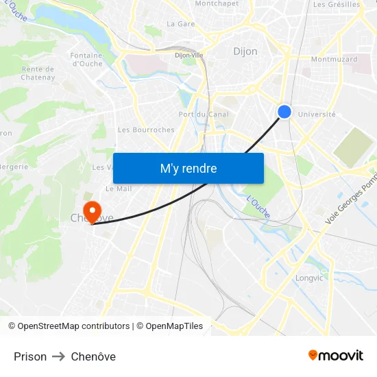 Prison to Chenôve map