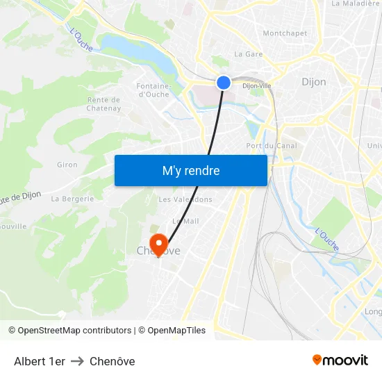 Albert 1er to Chenôve map