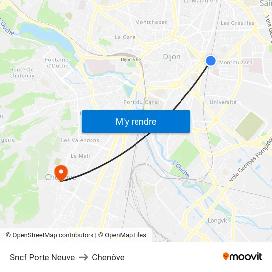 Sncf Porte Neuve to Chenôve map