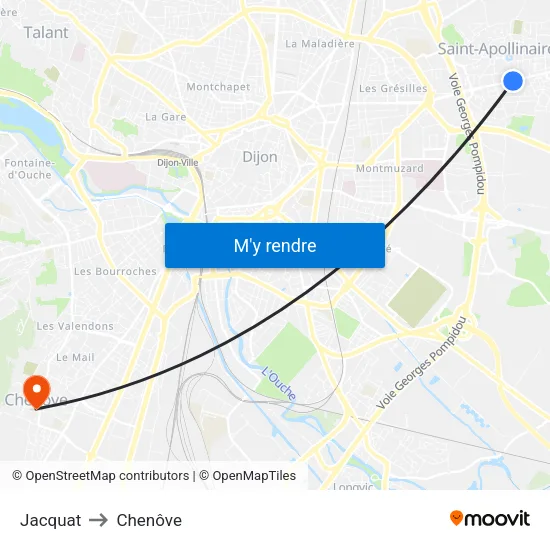 Jacquat to Chenôve map