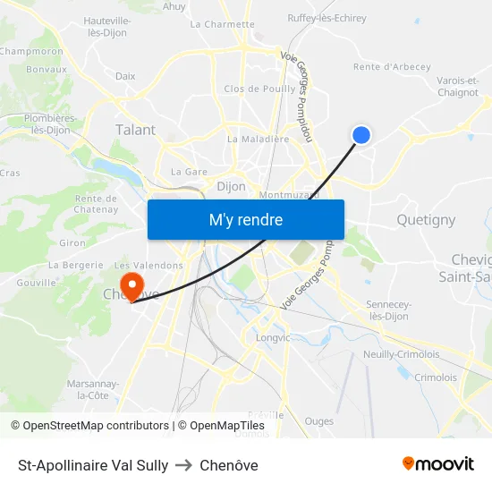 St-Apollinaire Val Sully to Chenôve map