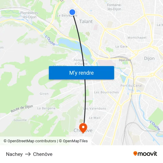 Nachey to Chenôve map