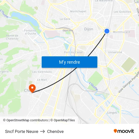 Sncf Porte Neuve to Chenôve map
