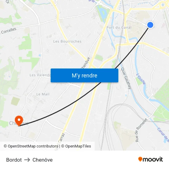 Bordot to Chenôve map