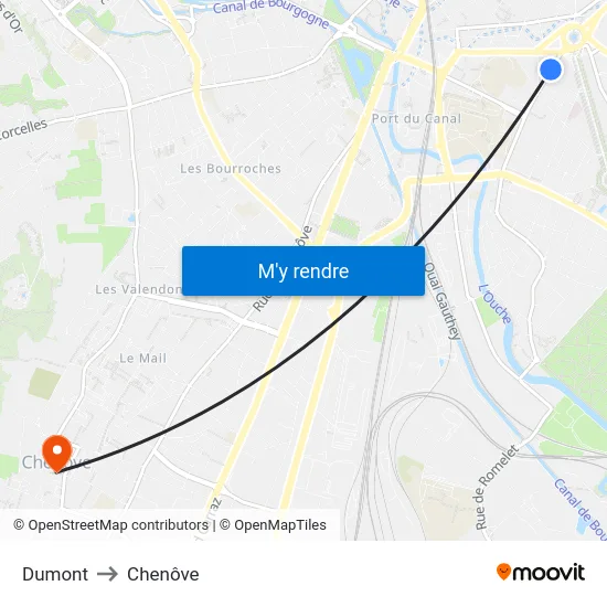 Dumont to Chenôve map