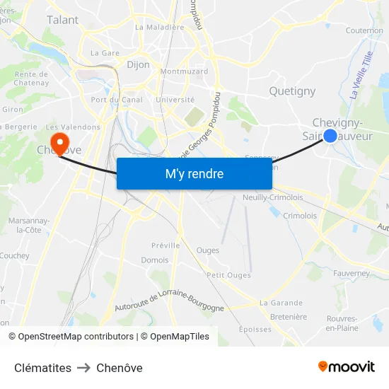 Clématites to Chenôve map