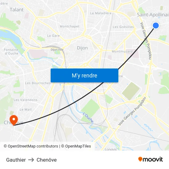 Gauthier to Chenôve map