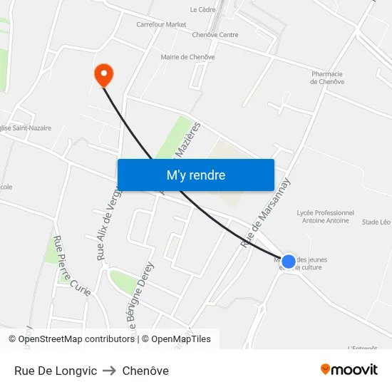 Rue De Longvic to Chenôve map