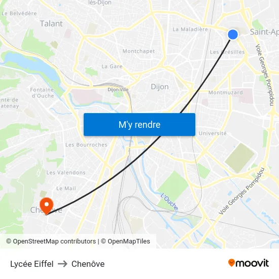 Lycée Eiffel to Chenôve map