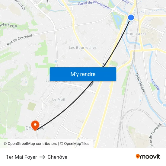 1er Mai Foyer to Chenôve map