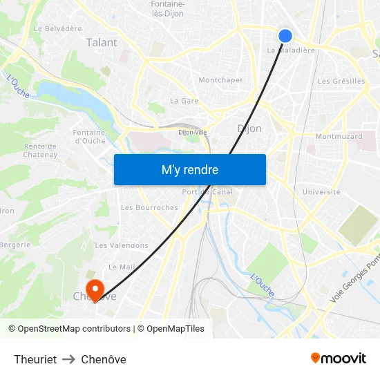 Theuriet to Chenôve map
