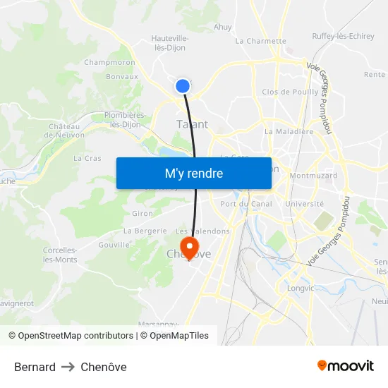 Bernard to Chenôve map