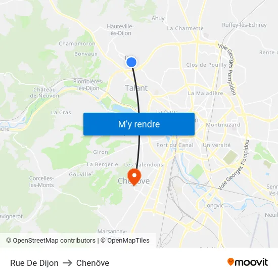Rue De Dijon to Chenôve map
