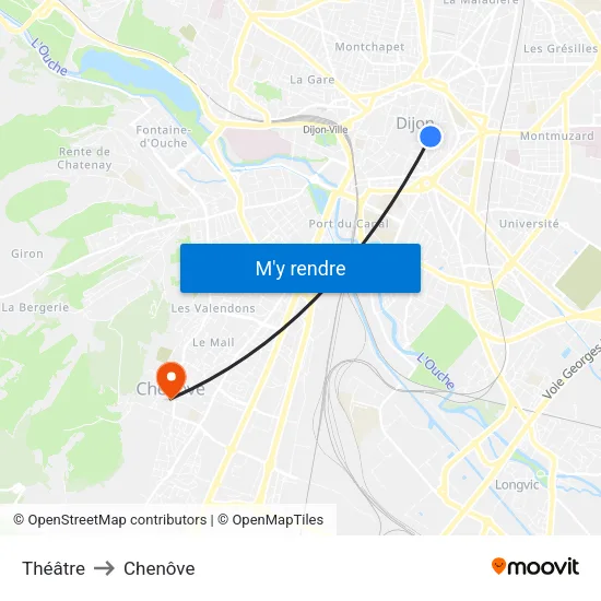 Théâtre to Chenôve map
