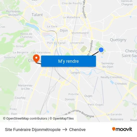Site Funéraire Dijonmétropole to Chenôve map