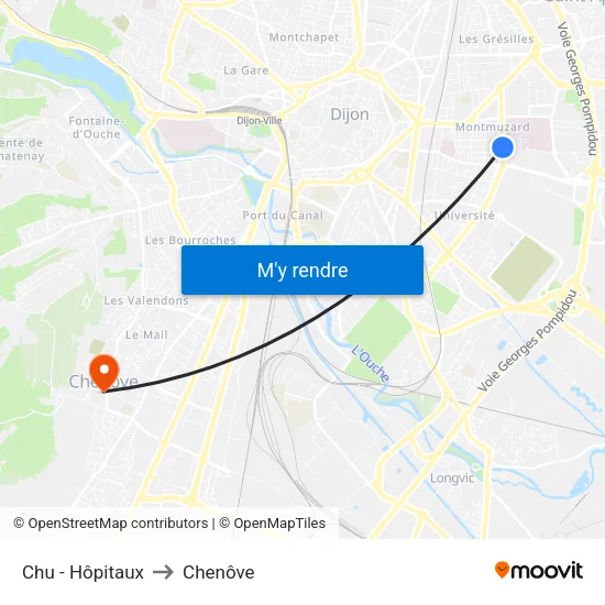 Chu - Hôpitaux to Chenôve map