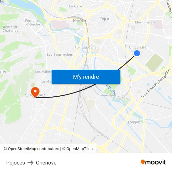 Péjoces to Chenôve map