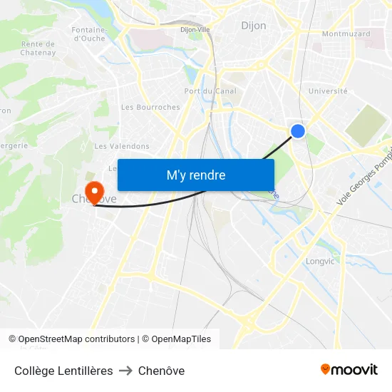Collège Lentillères to Chenôve map