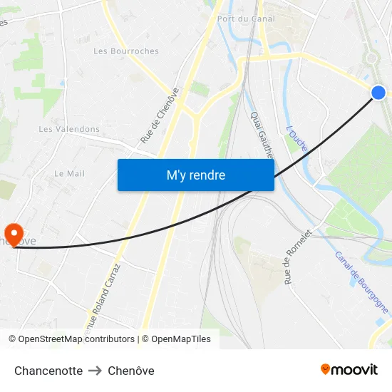 Chancenotte to Chenôve map