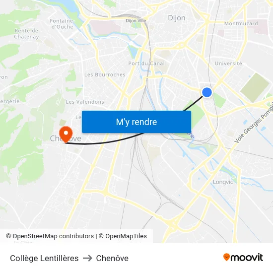 Collège Lentillères to Chenôve map