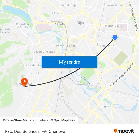 Fac. Des Sciences to Chenôve map