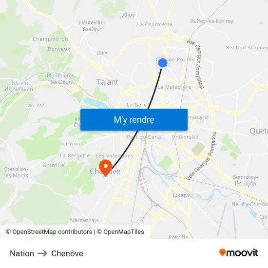 Nation to Chenôve map