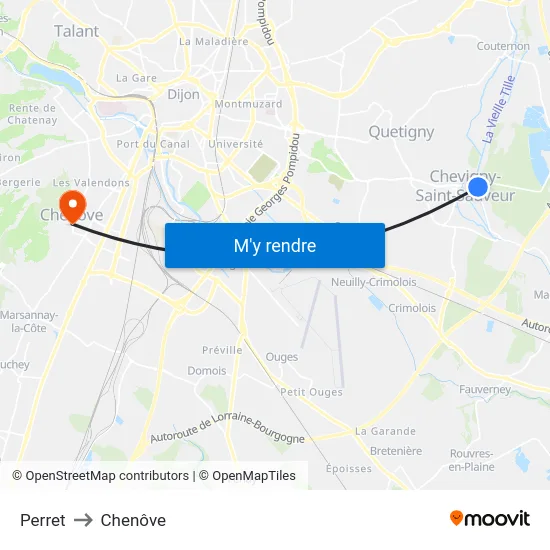 Perret to Chenôve map