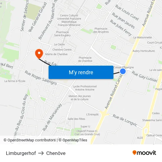 Limburgerhof to Chenôve map
