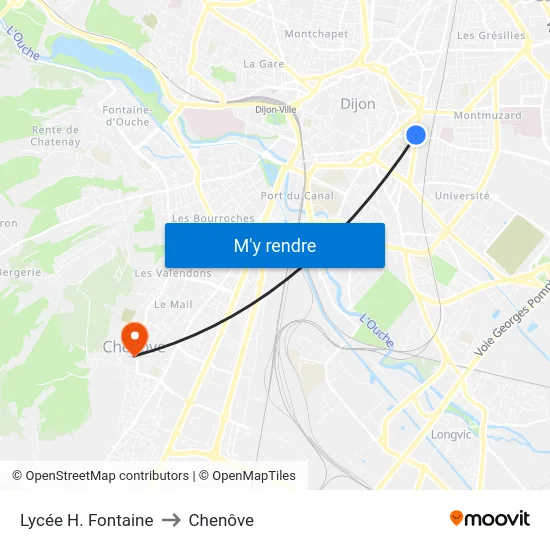 Lycée H. Fontaine to Chenôve map