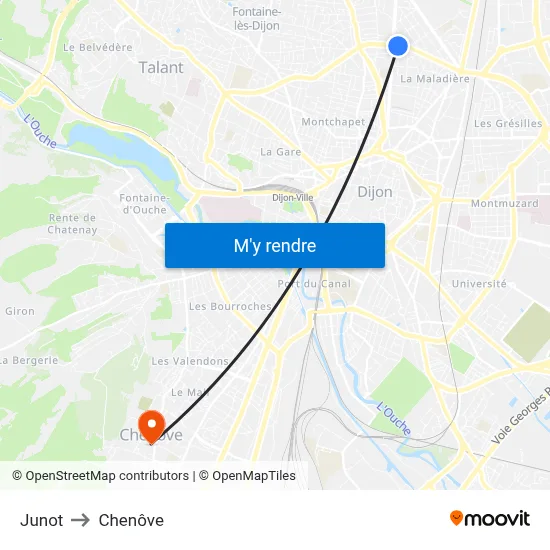 Junot to Chenôve map