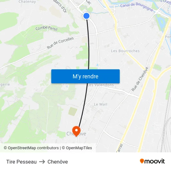 Tire Pesseau to Chenôve map