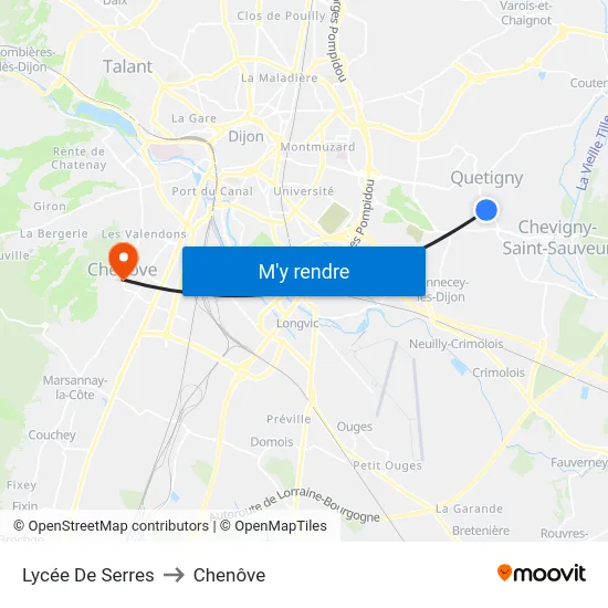 Lycée De Serres to Chenôve map