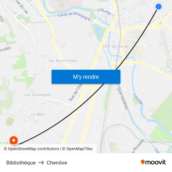 Bibliothèque to Chenôve map