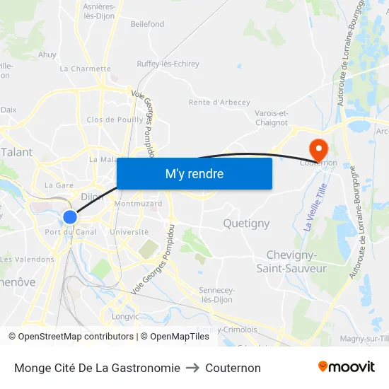 Monge Cité De La Gastronomie to Couternon map