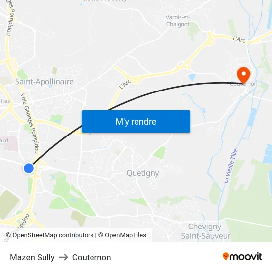 Mazen Sully to Couternon map