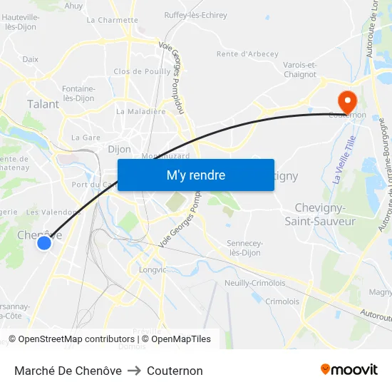 Marché De Chenôve to Couternon map