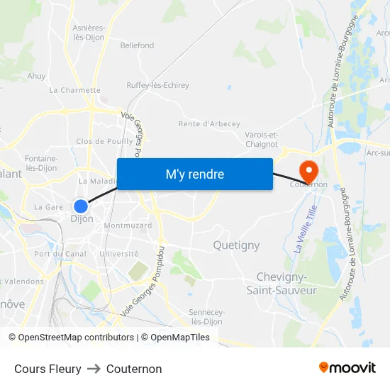 Cours Fleury to Couternon map