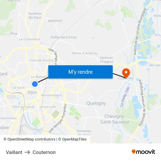 Vaillant to Couternon map