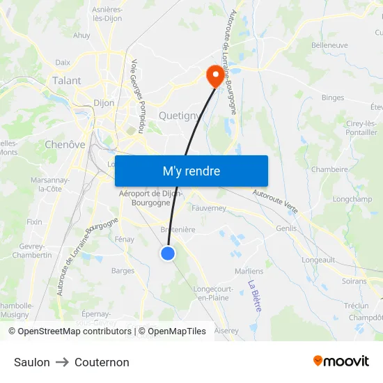 Saulon to Couternon map