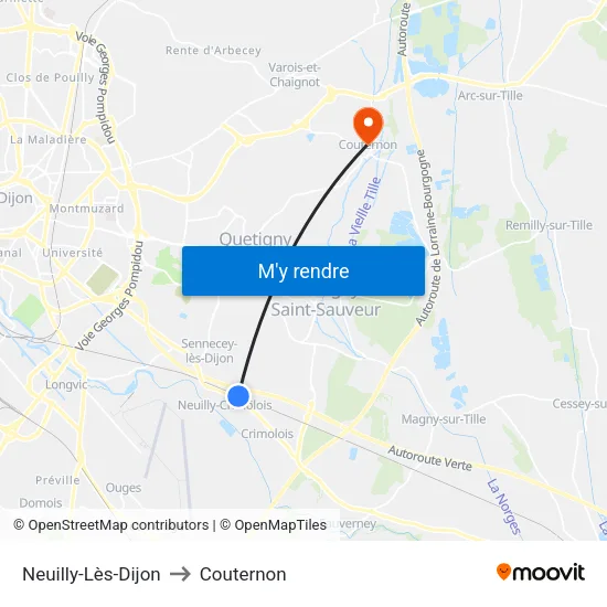 Neuilly-Lès-Dijon to Couternon map