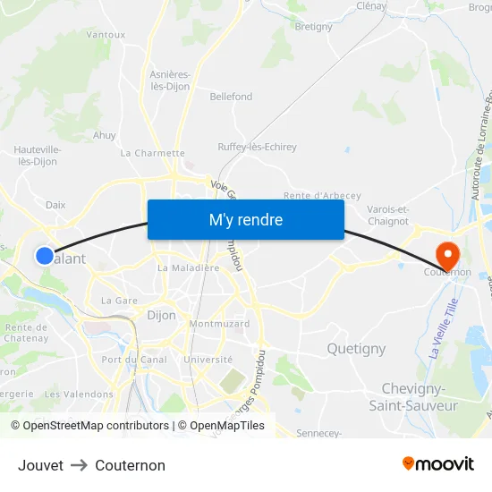 Jouvet to Couternon map