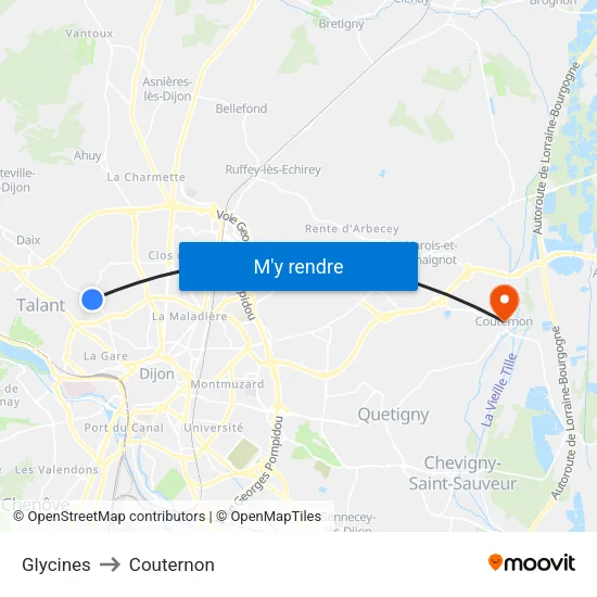 Glycines to Couternon map