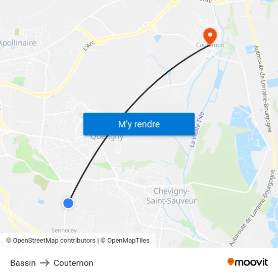 Bassin to Couternon map