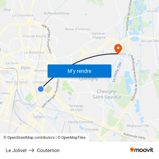 Le Jolivet to Couternon map