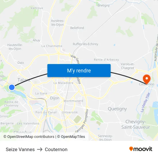 Seize Vannes to Couternon map