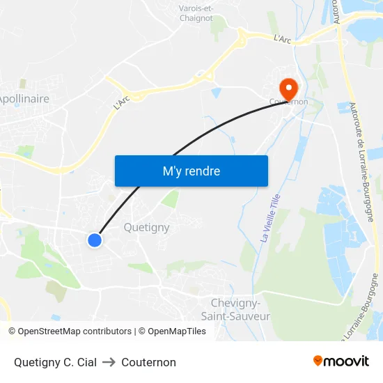 Quetigny C. Cial to Couternon map