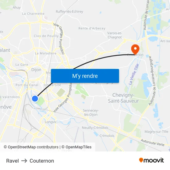 Ravel to Couternon map