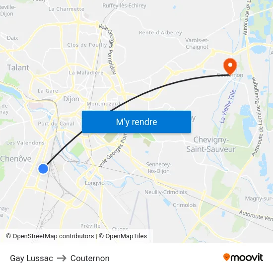 Gay Lussac to Couternon map